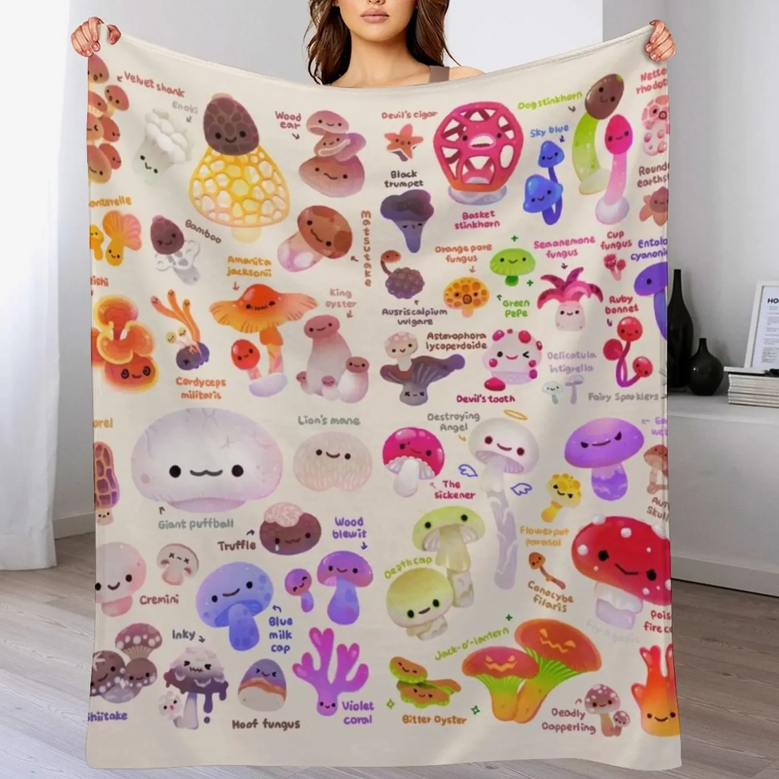 

Mushroom - light Throw Blanket halloween wednesday Thin Soft Plush Plaid Blankets