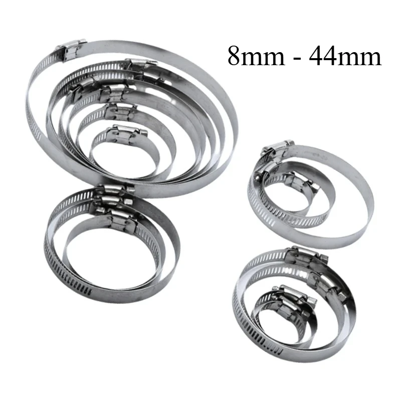 Adjustable Stainless Steel Hose Clamp + Fixed Ring Hose Clamp Water/Air Hose Clamp 6-51 13-25mm
