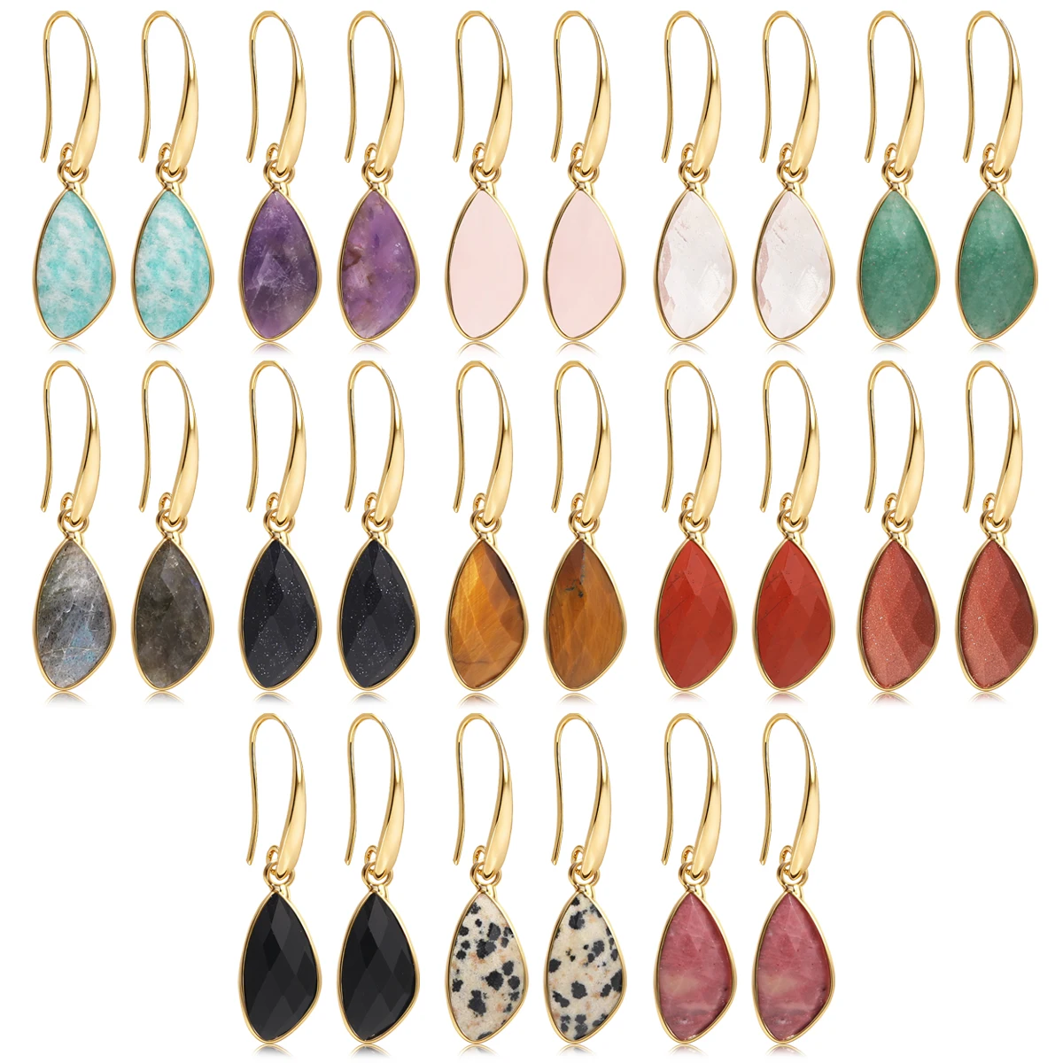 

Natural Stone Geometric Women's Earrings Amethyst Obsidian Jewelry Earrings Dangling Earrings Perfect Gift for Girls Women