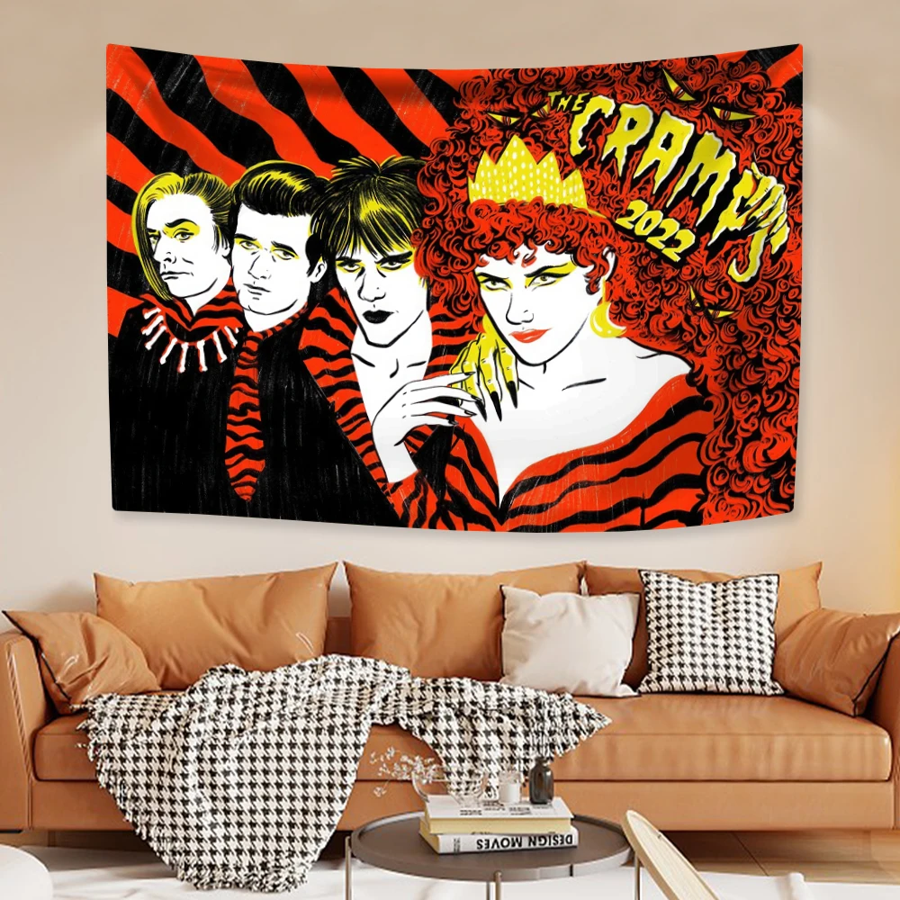 Rock Band C-Cramps Tapestry Music Poster Wall Hanging Bedroom Dorm Decor Party Or Concert Background Cloth Friend Gift