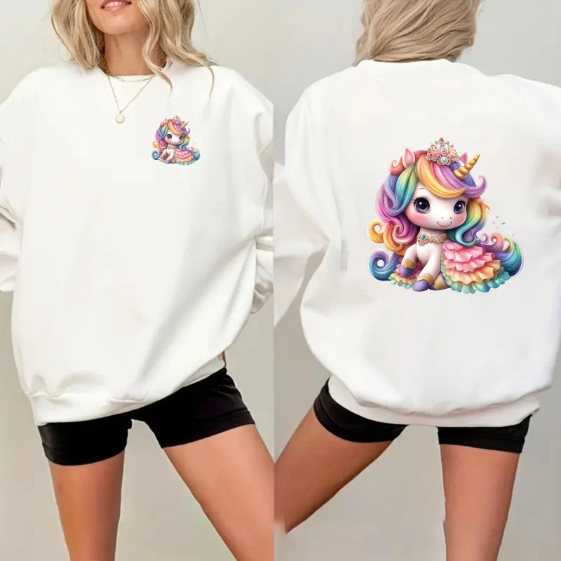 2PCS Colorful Unicorn Princess Pattern iron on patches DTF Patches for clothes Iron-on transfers for clothing heat transfer
