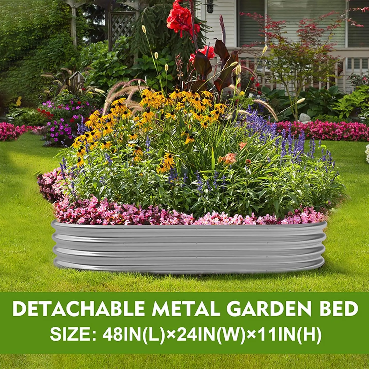 Raised Garden Bed & Planter Box, Galvanized Metal, 4x2x1ft，2-Pack, Open-Bottom Design