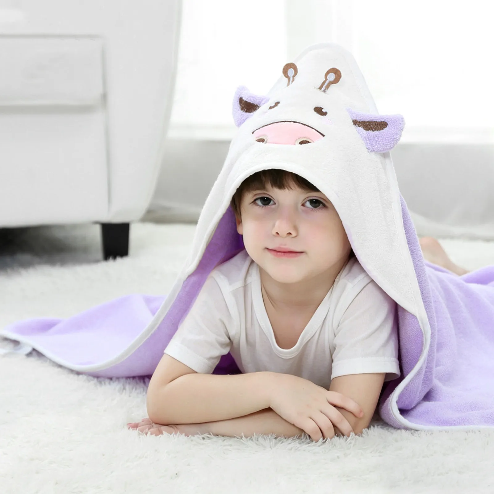 

Dairy Cow Design Cotton Bathing Robe for Baby Kid Soft Absorbent Warm After-Bath Wrap Toddler Bath Towel Infant Bathing Cloak