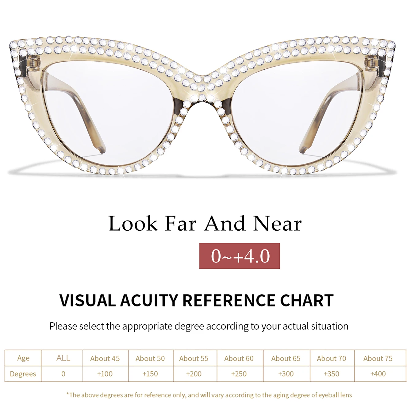 نظارات قراءة عصرية للنساء، نظارات تزيين جميلة على شكل عين القطة الماسية لقارئ المجلات وركوب الأمواج على الإنترنت