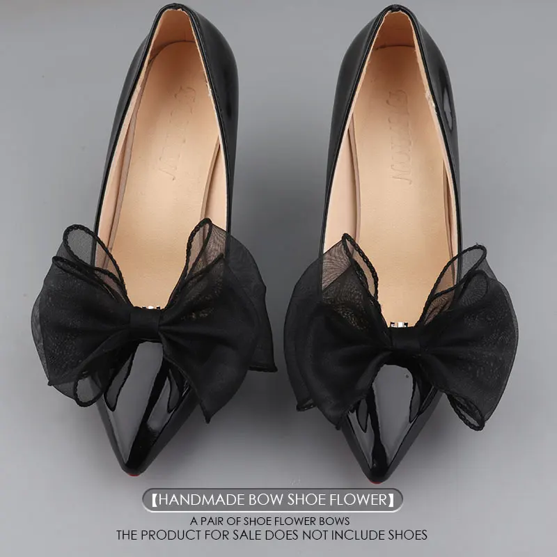Mesh style bow shoe clip, fashionable high-heeled shoe buckle, party dance shoe clip, detachable shoe flower decoration gift