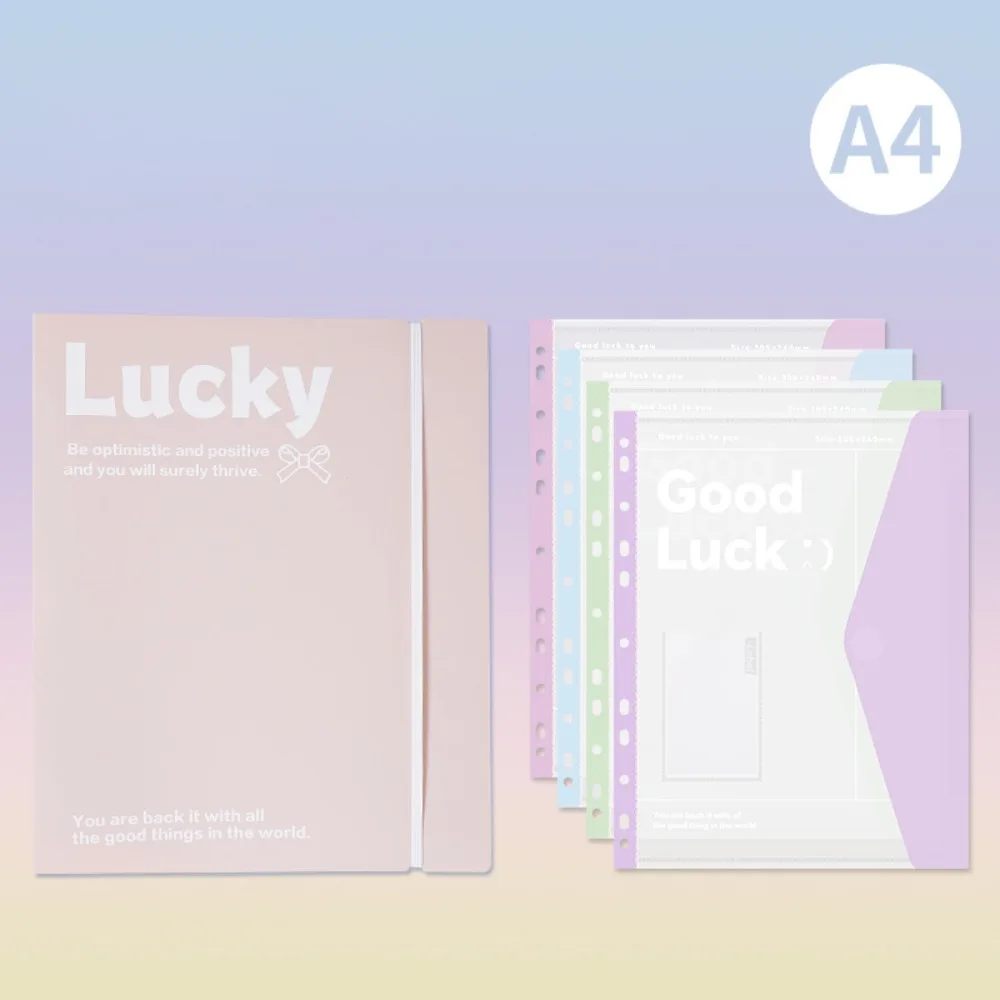 

INS Style Loose Leaf A4 File Folder Transparent Students Stationery Data Book Detachable File Bag School Office
