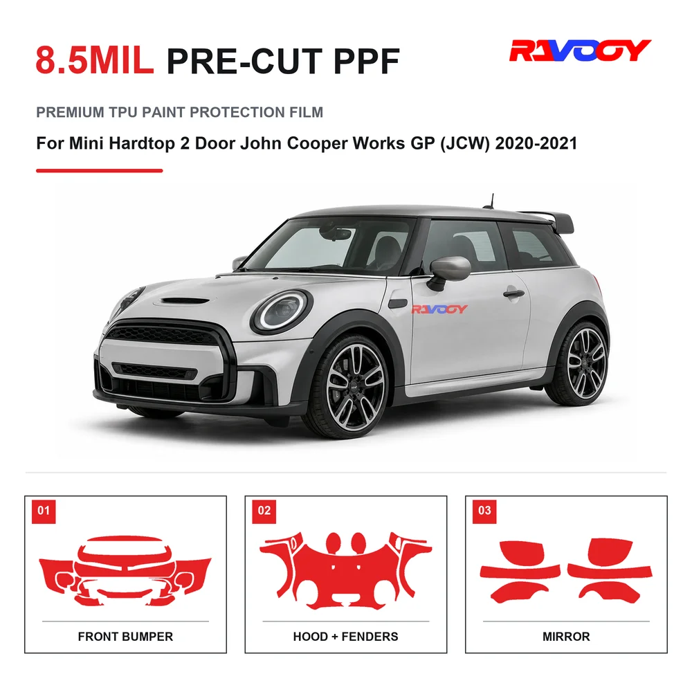 Precut PPF For Mini Hardtop 2 Door John Cooper Works GP (JCW) 2020-2021 8.5mil TPU Clear Paint Protection Film Self Healing UV