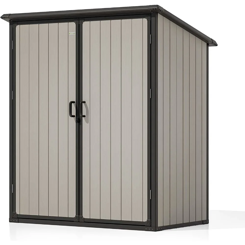 

5 X 3 FT Outdoor Storage Shed, Resin Waterproof Cabinet with Adjustable Shelves and Lockable Doors,Sheds