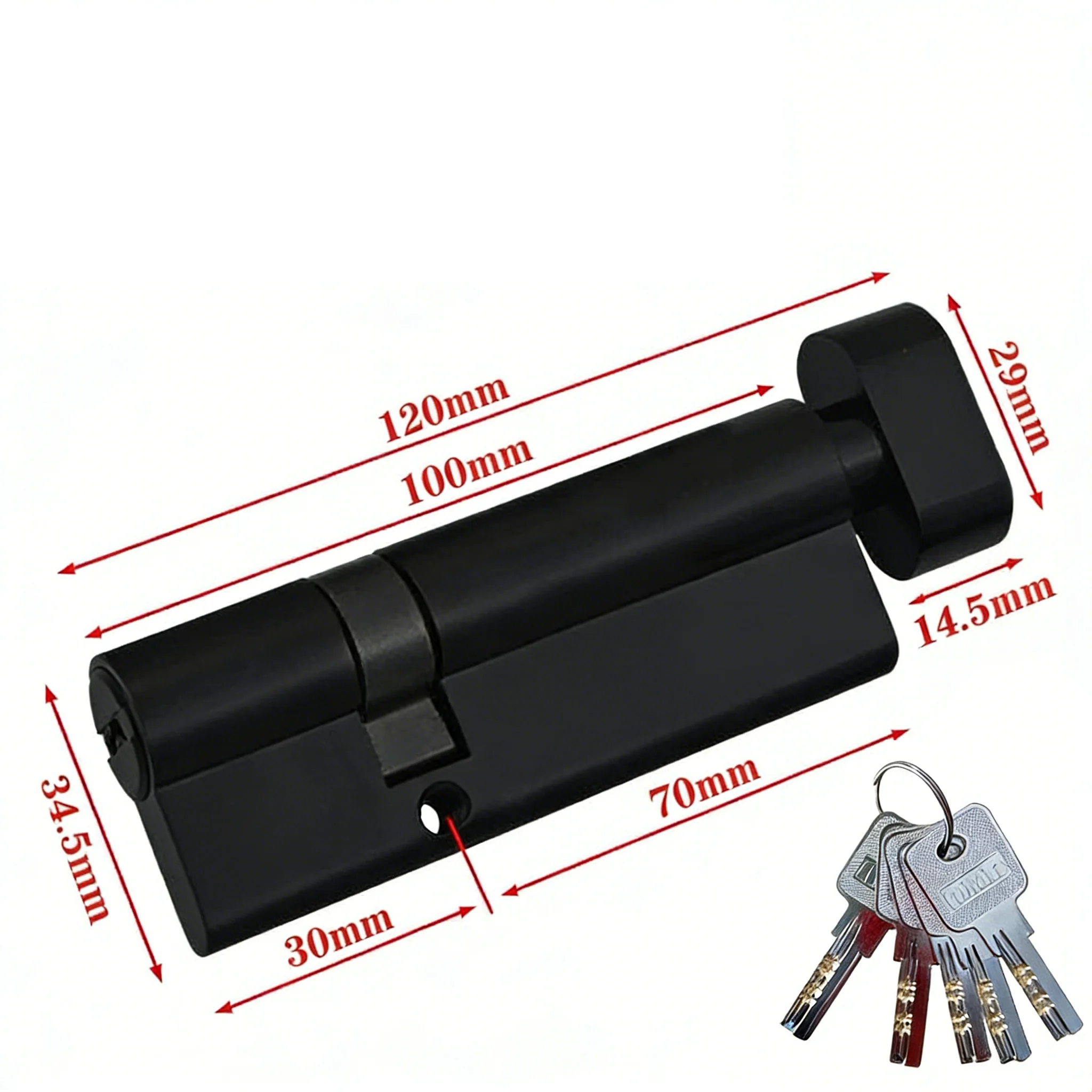 Picture 6: All Brass Black Cylinder Lock Unconventional eccentric lock cylinder Security Living Room Lock Handle with Customized Brass Key
