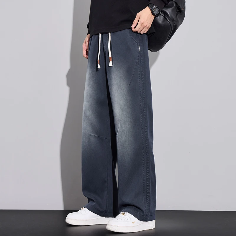 خمر الخريف الرجال سراويل تقليدية موضة واسعة فضفاضة مريحة مستقيم إسقاط مريحة الرباط Sweatpants الذكور السراويل #4