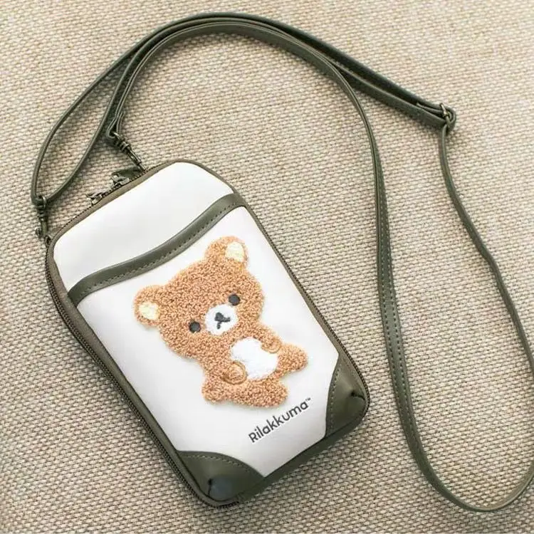 Kawaii Rilakkuma Phone Bag Cute Anime Versatile Storage Bag Single Shoulder Mini Small Bag Crossbody Bags for Girl's Gifts Toys