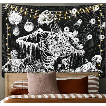 骷髏掛毯,神秘之眼掛毯,骷髏掛毯,黑白掛毯,適合臥室、客廳等場所。 10 最佳銷售 歌德式房間 - №2