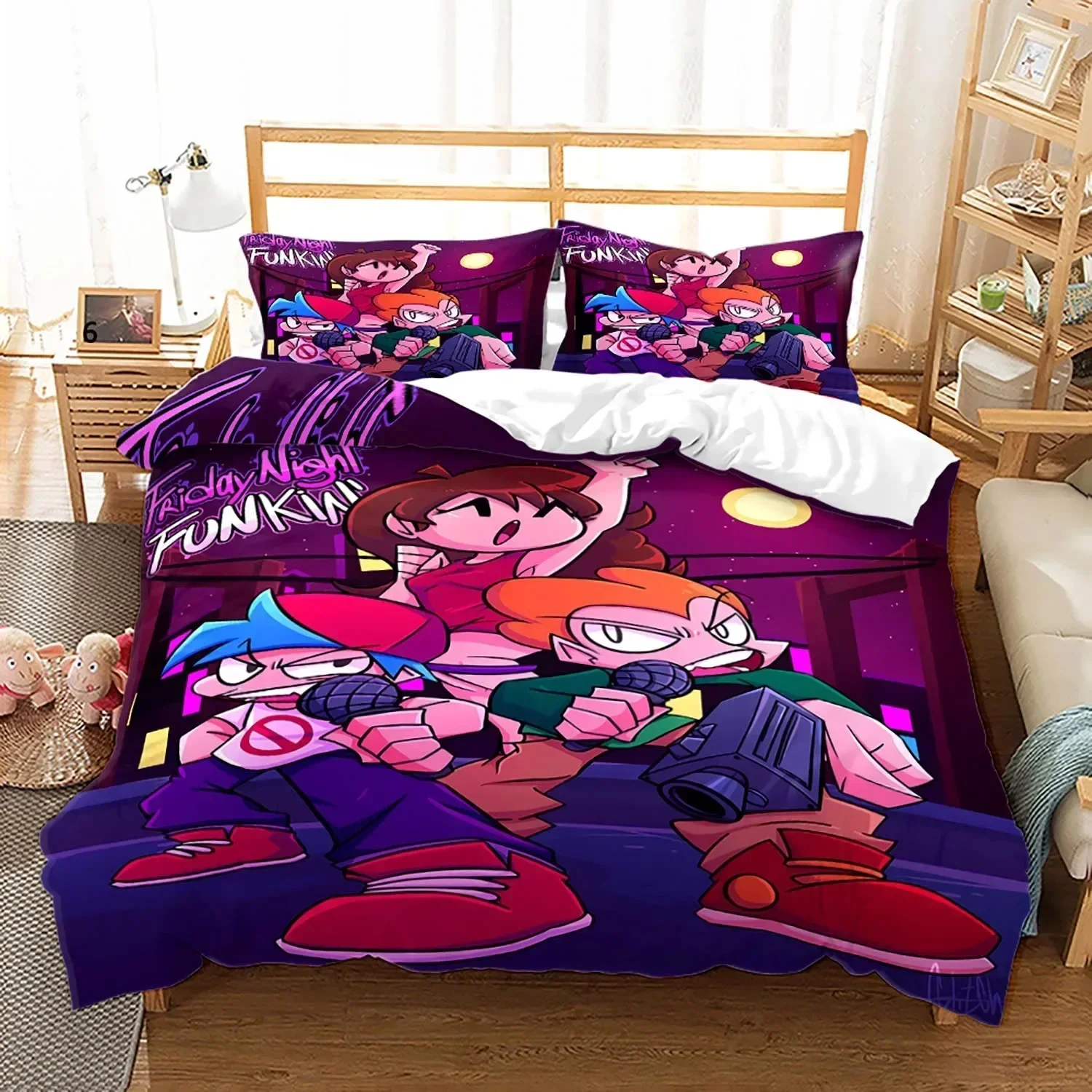

3D Friday Night Funkin Bedding Set Duvet Cover Sheet Printed Bed Set Pillowcase Bed Full Queen King Size Comforter Bedroom
