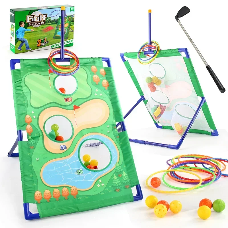 3In1 キッズゴルフセット楽しいサッカー屋内ゲームポータブル投げ砂袋ゲーム親子インタラクティブスポーツおもちゃ子供ギフト