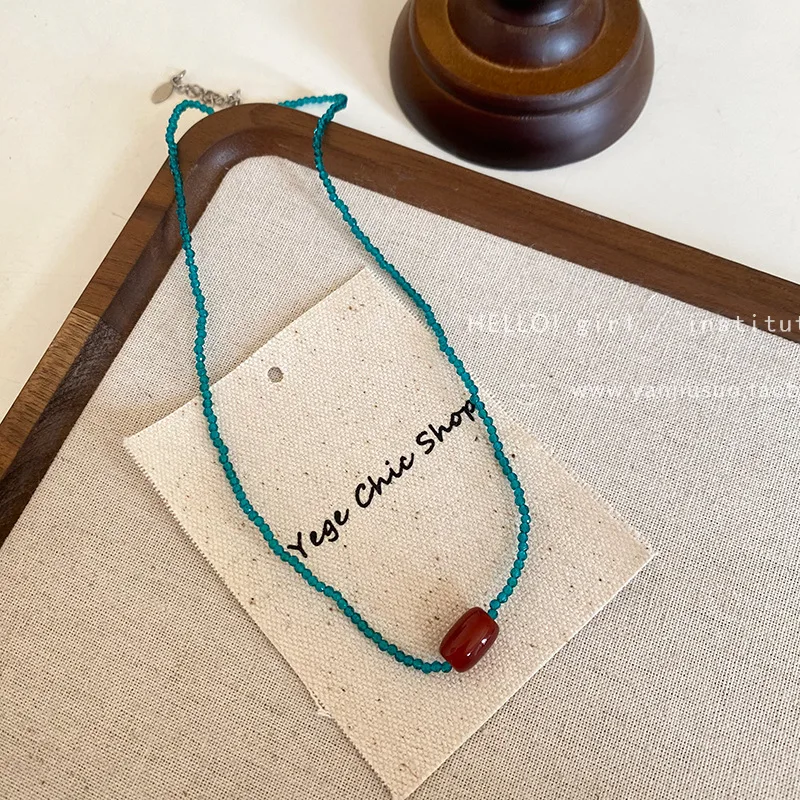 Exquisite jewelry retro beaded splicing necklace women's exquisite natural stone clavicle chain accessories high-end jewelry