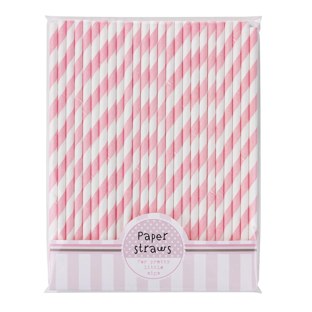 

30pcs Colored Paper Straws 20cm Pink White Stripe Ideal for Parties Weddings Milk Tea Eco Friendly Catering Supplies Striped