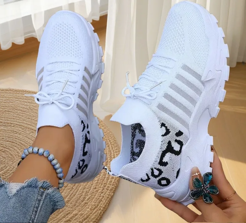 

High-quality Sports Shoes for Women Lightweight Breathable Women's Casual Sneakers Platform Sneakers Leopard Print White Shoes