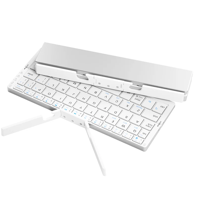 

Мини-складная клавиатура, беспроводная клавиатура, поддержка 3 устройств с подставкой для телефона, планшета, перезаряжаемая складная клавиатура BT