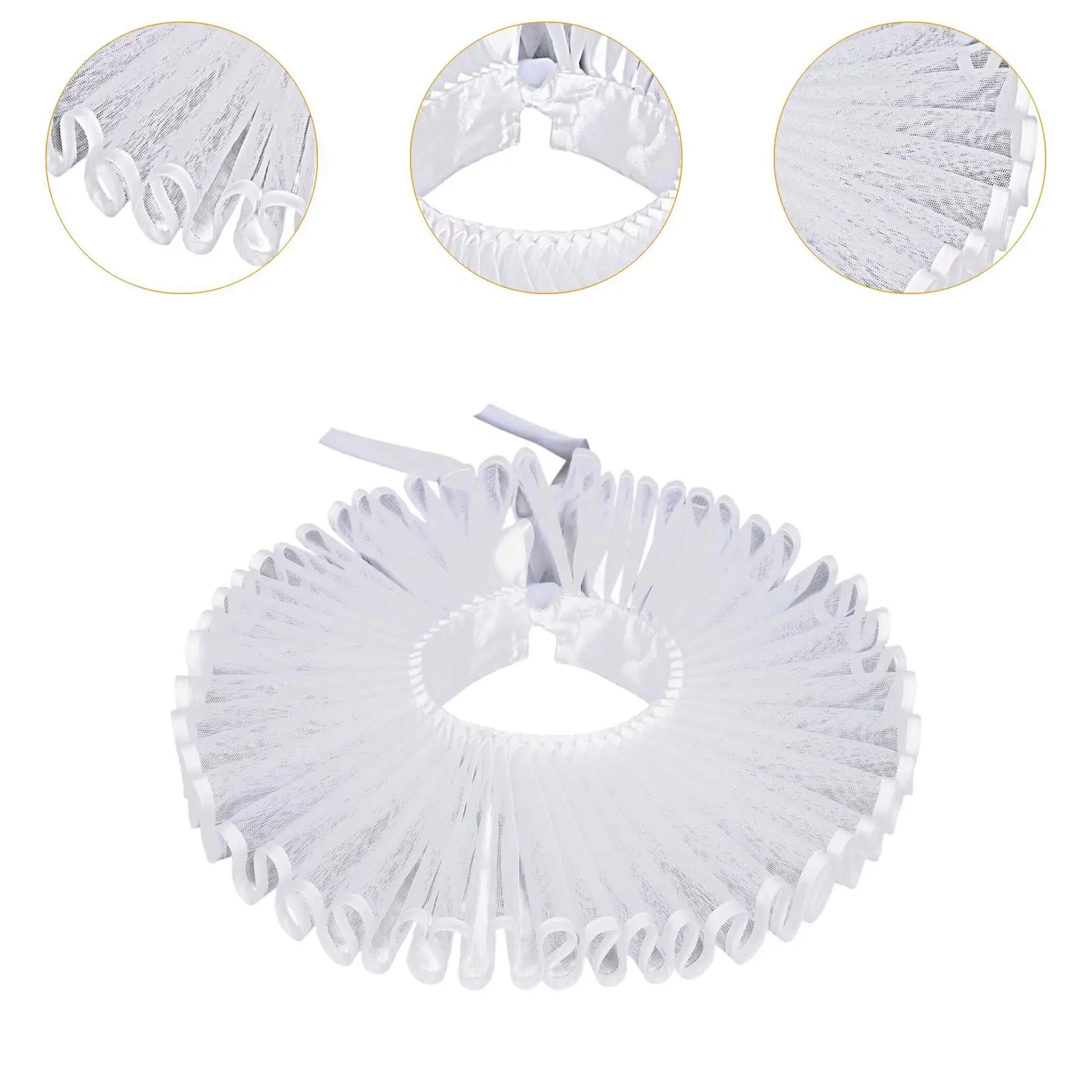 Elizabethan Clown Neck Ruffle Cosplay Sturdy Decorative for Women Ruffled Collar for Medieval Prom Historical Party Gothic
