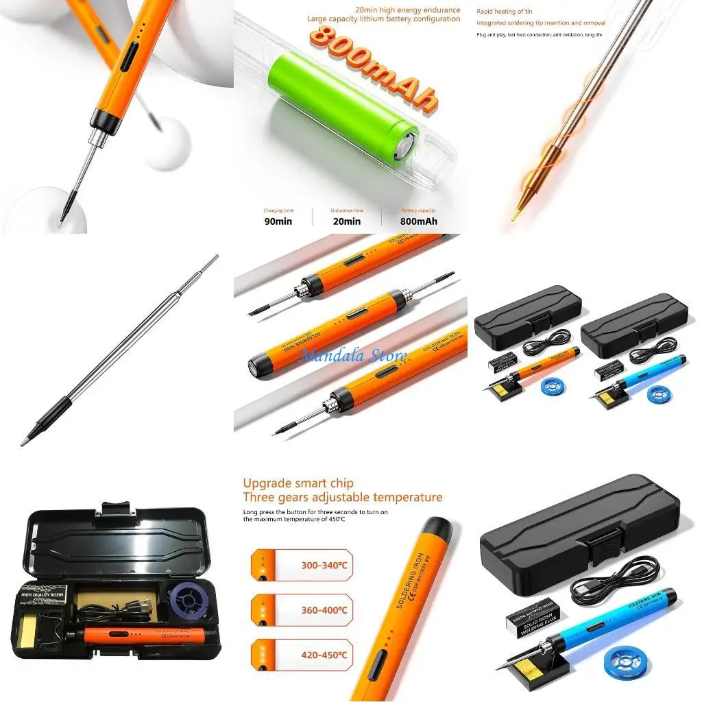 مجموعة مكواة لحام محمولة U2JC شحن USB مع سلك لصق لإصلاح الإلكترونيات #1