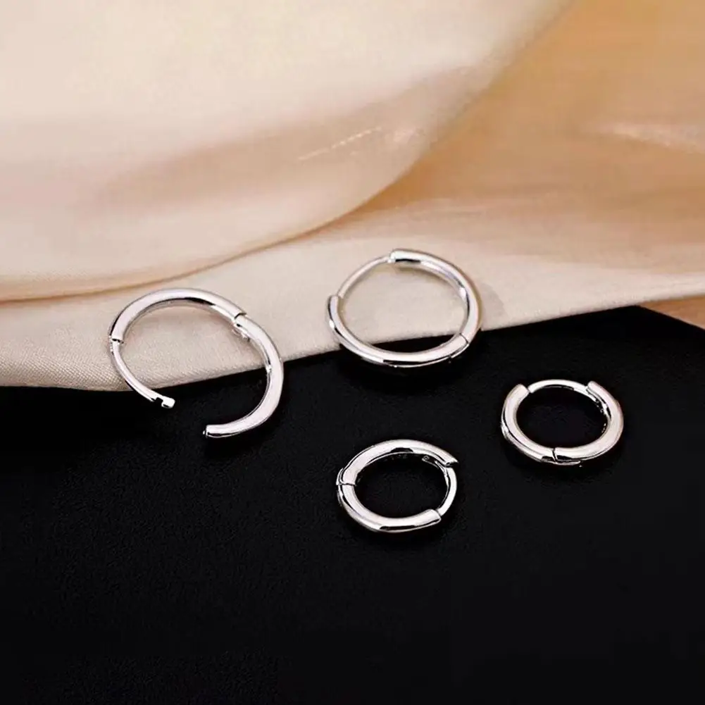 1 Pair Round Circle Stainless Steel Small Hoop Earrings for Women Men Cartilage Ear Piercing Jewelry 8mm 10mm 12mm