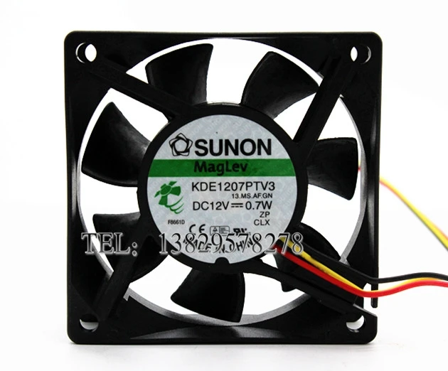 SUNON KDE1207PTV3 DC 12V 0.7W 70x70x25mm 3-Wire Server Cooling Fan