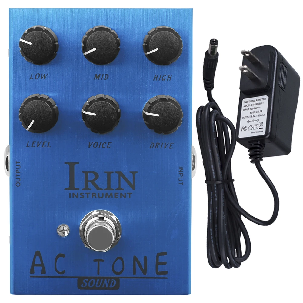 

IRIN AN-33 Педаль AC Tone Overdrive Тепло и натуральный британский рок-звук с 3-полосным эквалайзером и голосовой ручкой для эффектов электрогитары