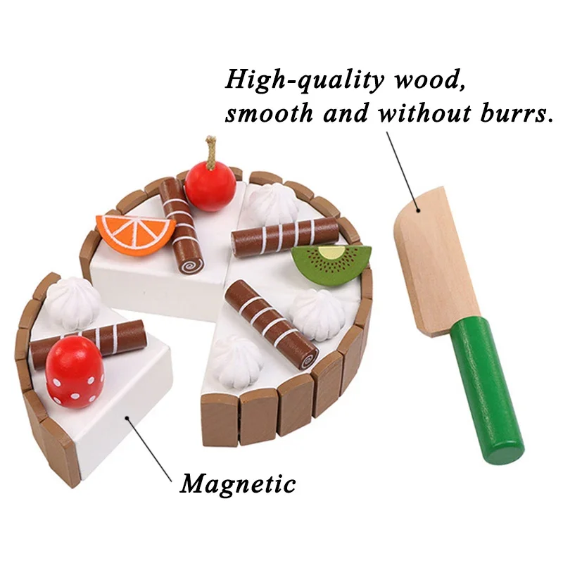 Cuisine pour enfants gâteau d'anniversaire semblant en bois magnétique chocolat Mousse jeu de coupe jouets éducatifs pour enfant