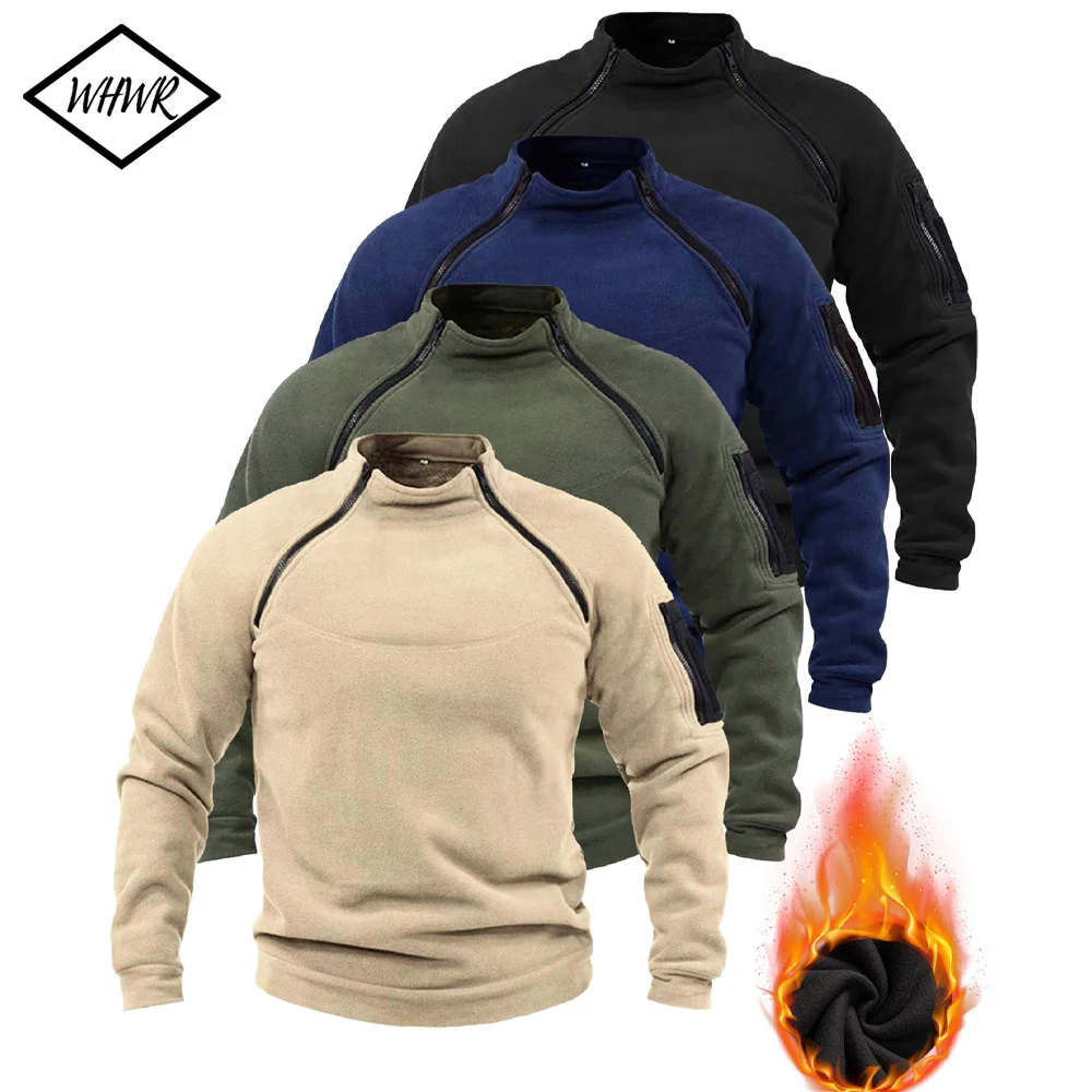 Herren Army Green Taktische Fleece Hoodies Frühling Winter Warm Pullover Reißverschluss Design Langarm Jogging Casual Outdoor Sweatshirt