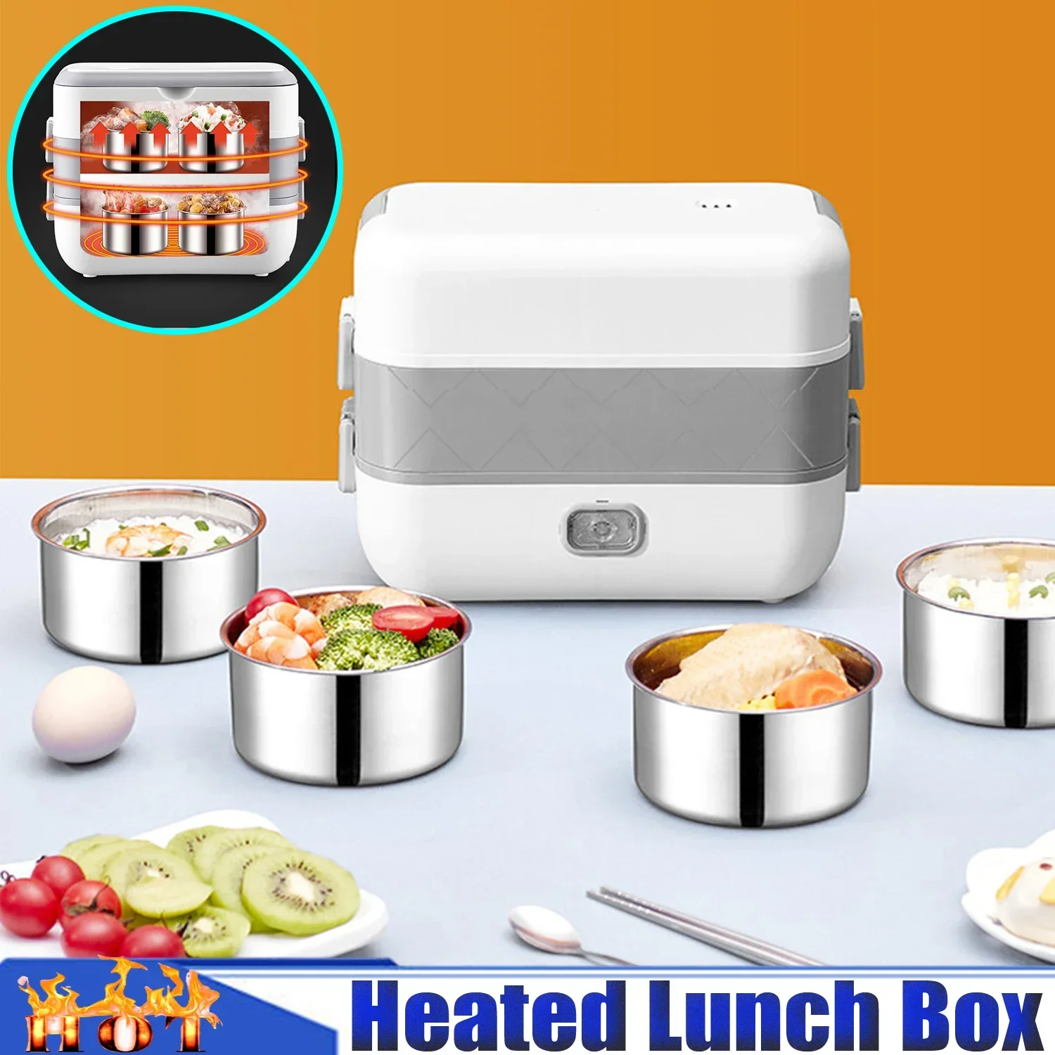 

Electric Lunch Box,300W Heated Insulation Lunch,110V/240V Portable Food Warmer LunchBox for Car,Truck,Office Workers,Students