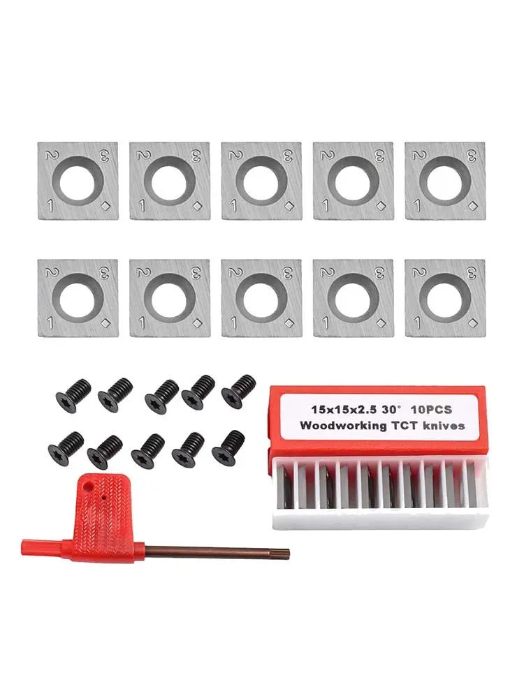 10 Pack Square Carbide Inserts Cutters for Wood Lathe Turning Tool 15mm x 15mm x 2 5mm with 30 Degree Cutting Angle