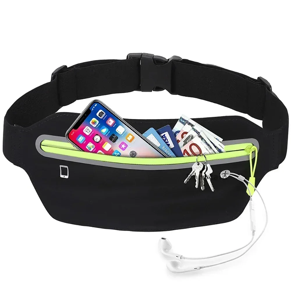 Outdoor Fitness Ultra-thin Mobile Phone Waist Bag Elastic Sports Running Bag Waterproof Close-fitting Coin Card Holder Belt Bag