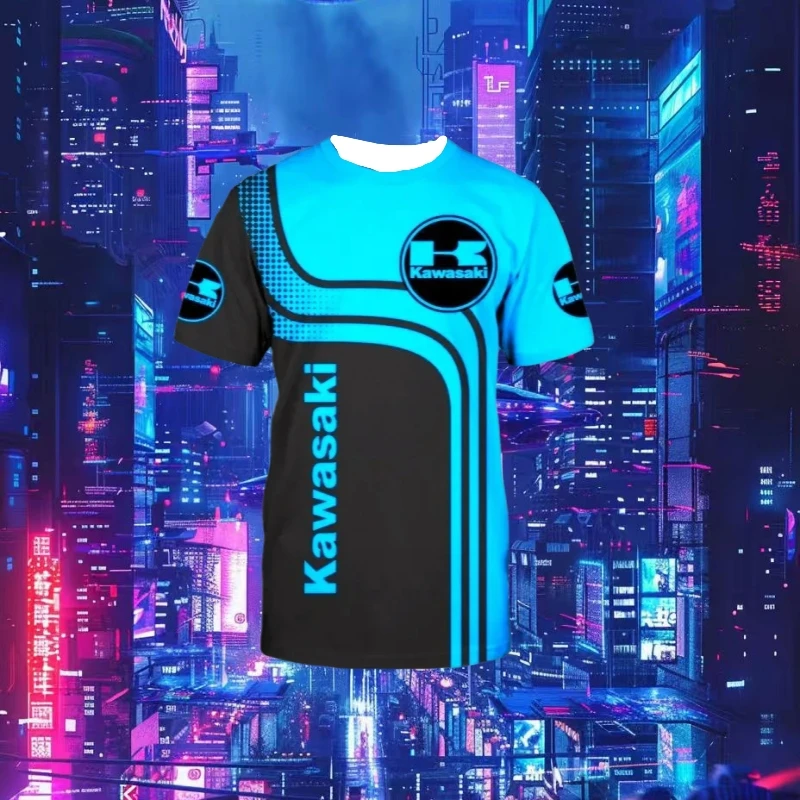 

Kawasaki Motorcycle Racing 3D Printed Men's T-shirt Quick Drying Clothing Loose Sportswear Oversized Casual Short Sleeve for Men
