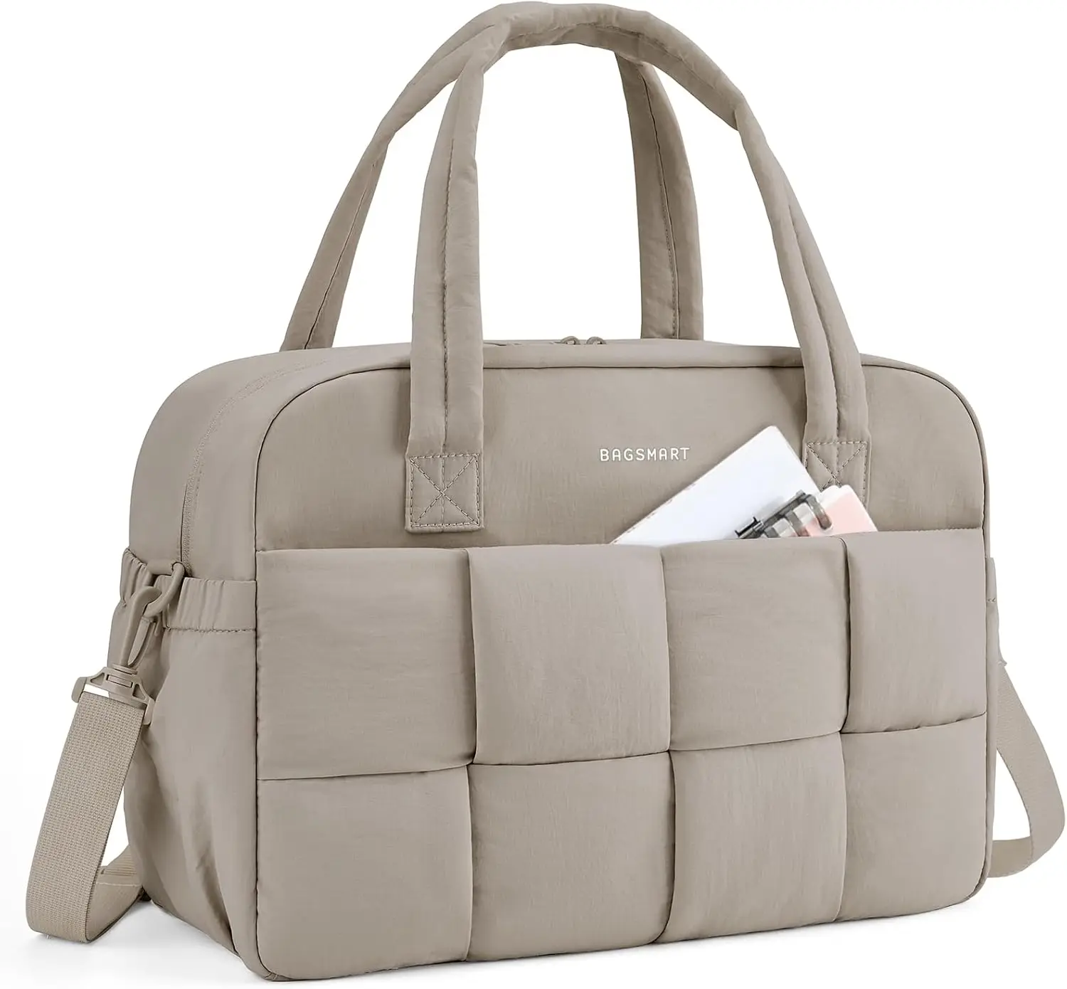 BAGSMART Gym Bag for Women, Personal Item Puffer Duffle Bag, Weekender Overnight Carry On Tote Handag for Travel