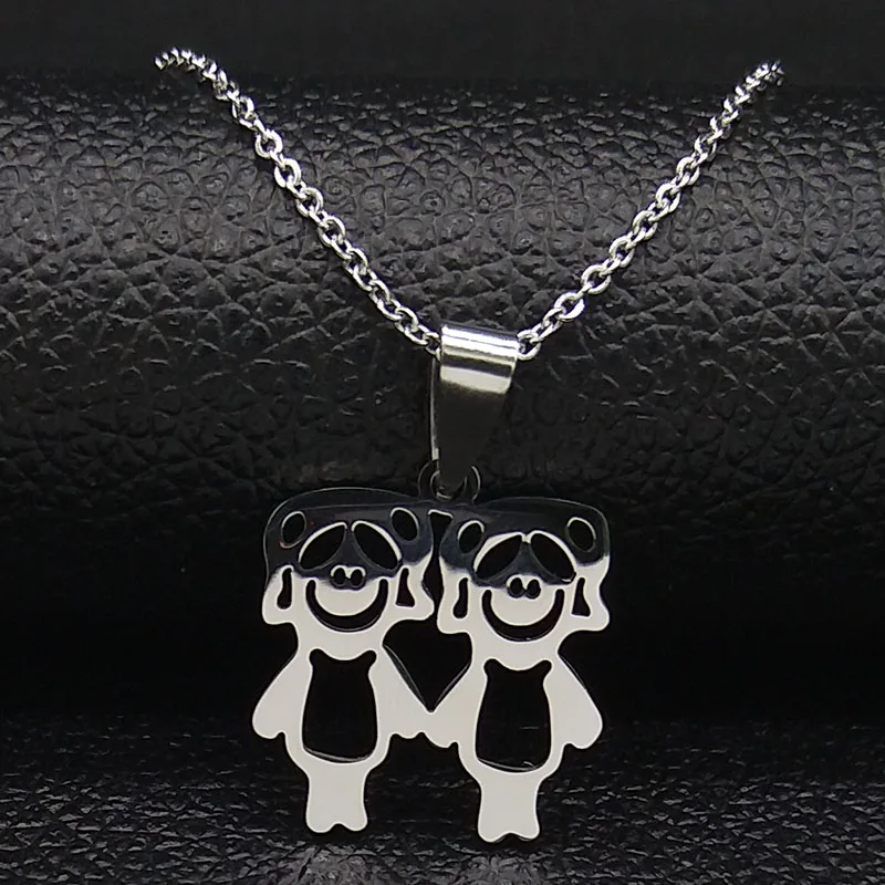 3 Boys 2 Girl Family Stainless Steel Chain Necklaces for Women chains for children Necklace Jewelry collar hombre N378S01