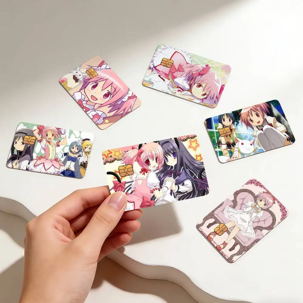 Kawaii Anime Girl M-Madoka Neko Kaname Magica Creative Bank Card Sticker Covers Chip Cards Credit Card Skins Scratch Protection
