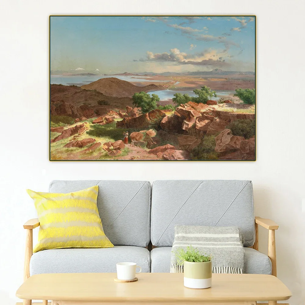 Citon José María Velasco 《La valle de México del Cerro De Santa Isabel", cuadro pintado al óleo en lienzo, decoración del hogar