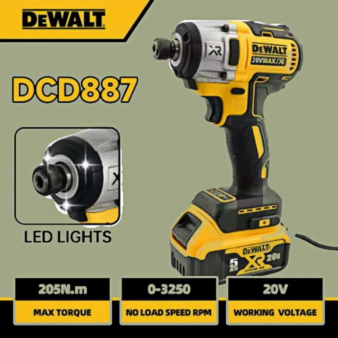 

DEWALT DCD887 Cordless Brushless 20V Max Impact Screwdriver - Powerful Electric Tool for Strong Performance