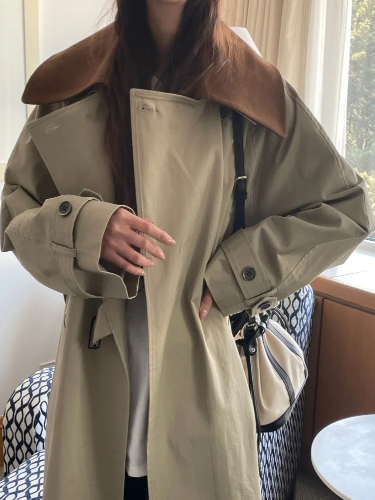 

Осеннее новое женское длинное пальто больших размеров с поясом и высоким воротником, белое, усиленное, синее, верхняя одежда, свободная посадка