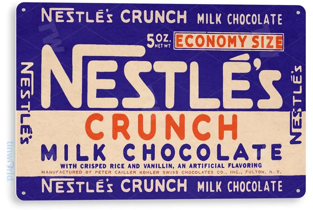 Blechschild C418 Nestle.S Crunch Chocolate Candy Bar Kitchen Cottage Store Schild
