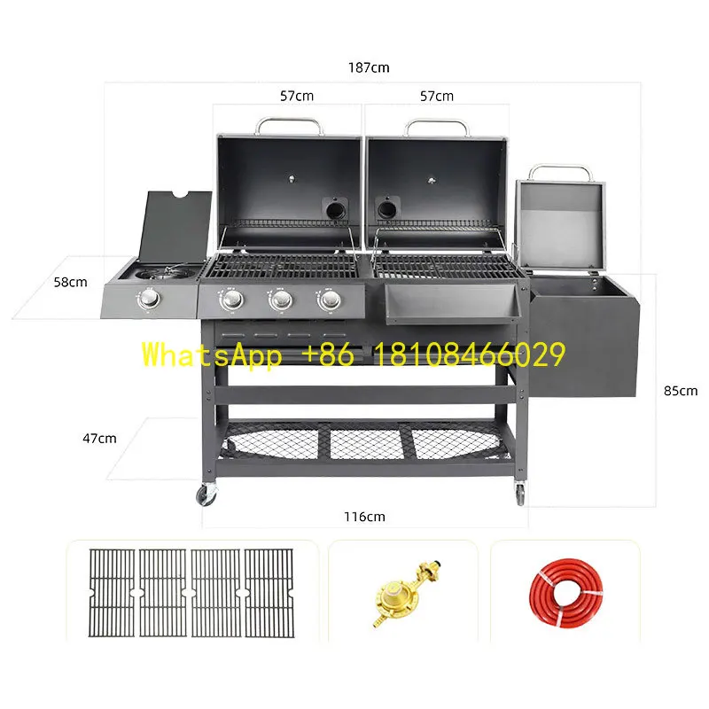

Commercial Use Large BBQ Stand Electric Charcoal Grill American Charcoal & Gas Dual-purpose Barbecue Grill for Patio Villa