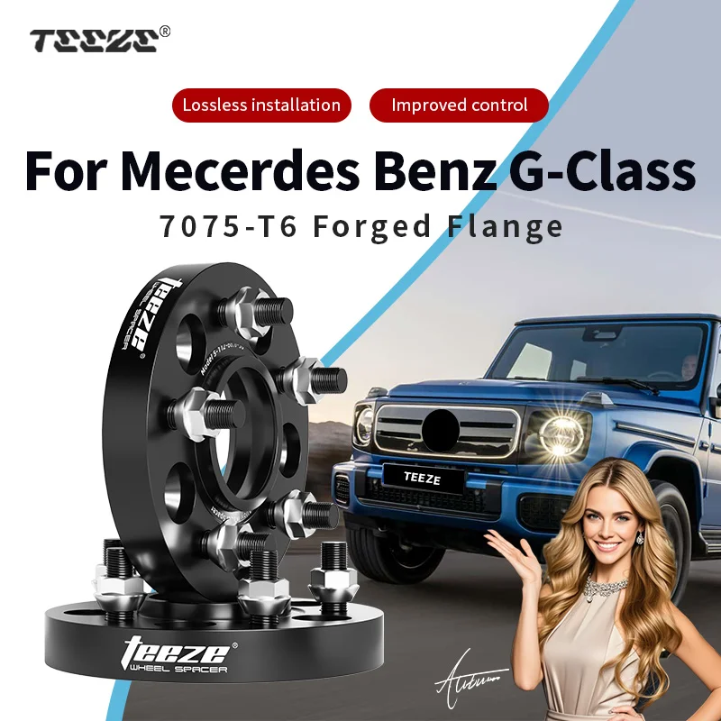 

2pcs 5x130 84.1 Hub Centric Black Forged wheel spacer T6-7075 For Mercedes Benz G Class 25/30/35/50mm With Extended Wheel Bolts