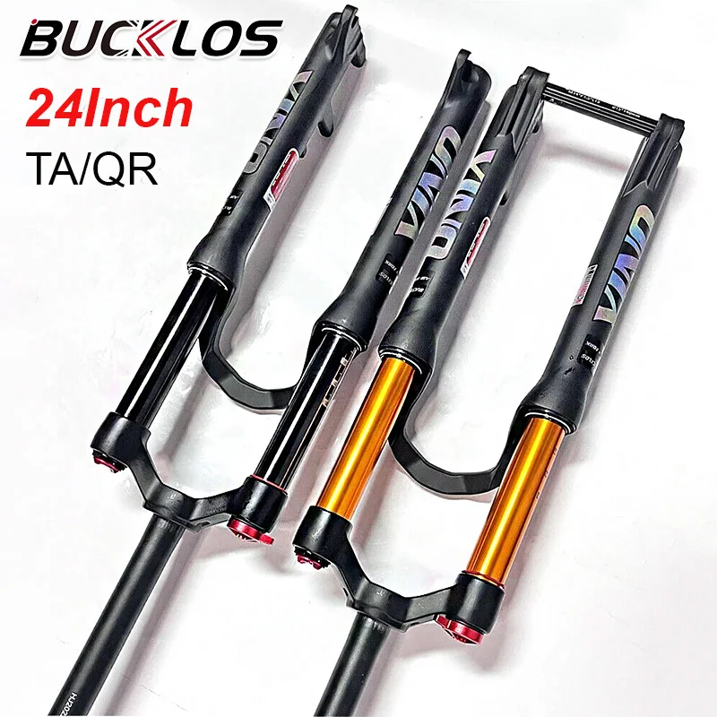 

BUCKLOS MTB Fork 24" XC AM Air Spring Suspension Bike Fork Disc Brake QR TA Bicycle Front Forks 1-1/8" Mountain Cycling Parts