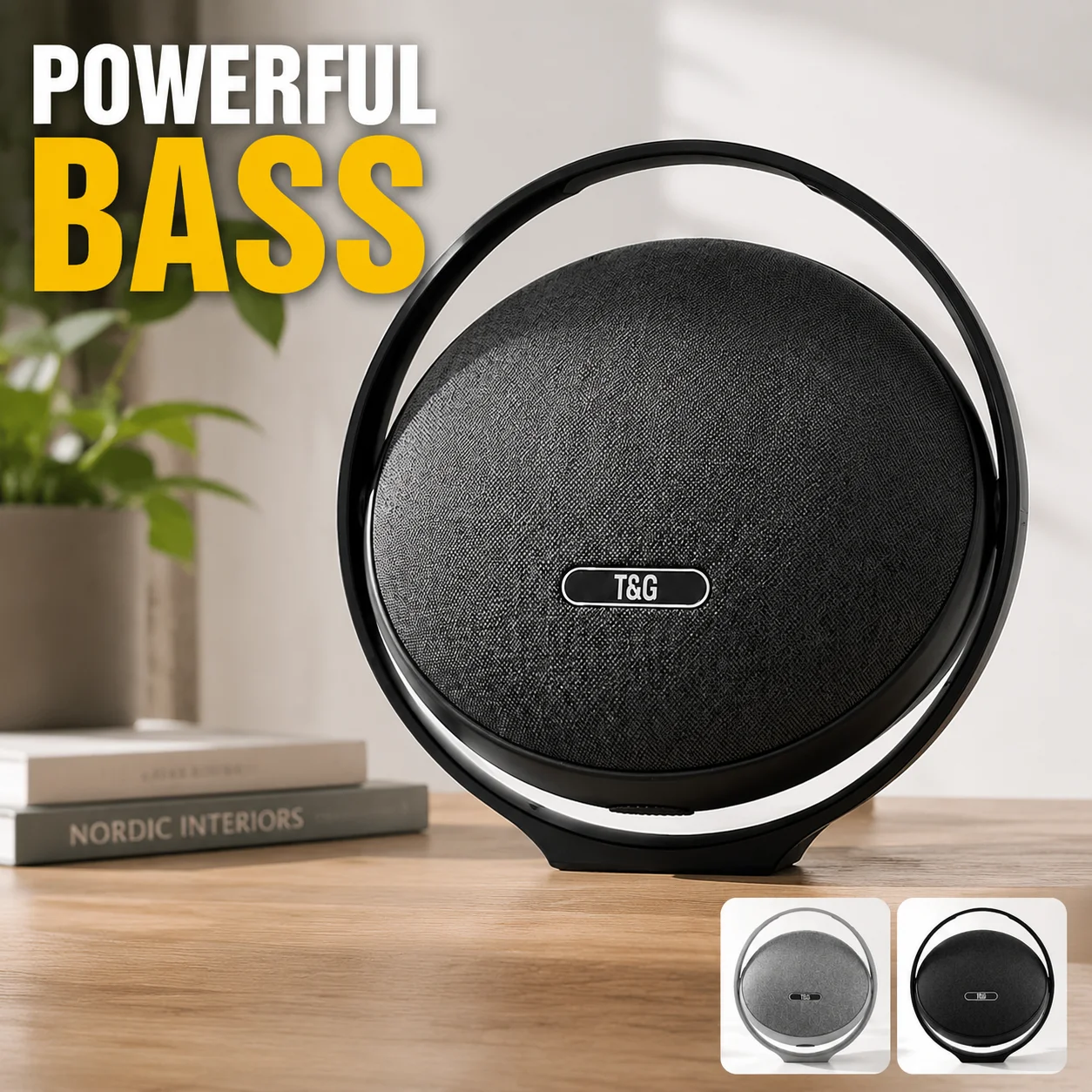 UFO Shape Bluetooth Speaker, Wireless Stereo Portable Desktop Subwoofer, Heavy Bass Music Player with Color Ambient Light for
