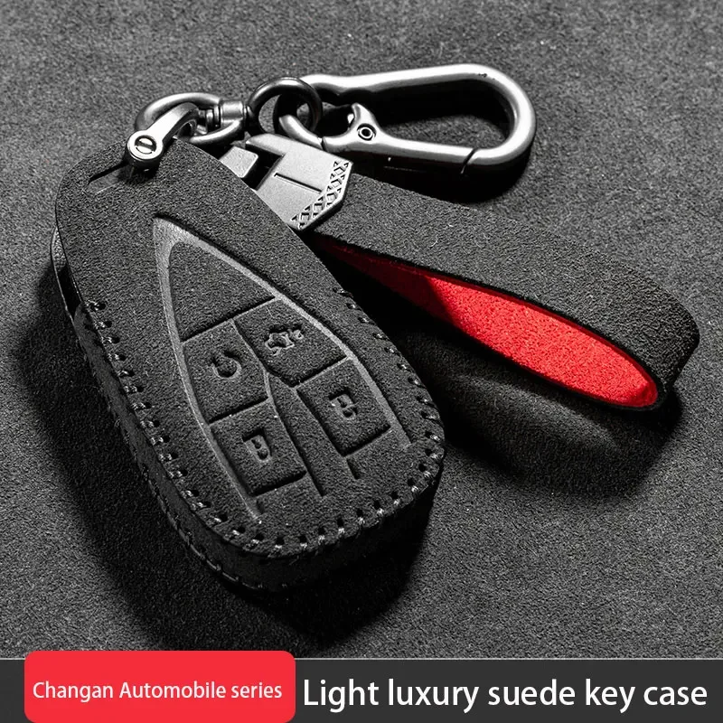 New Fashion Top Layer Suede Sport Car Key Case Protection Cover For Changan CS35 CS95 CX70 CS85 Aslvin CS55 UNI T PLUS 2023 Car