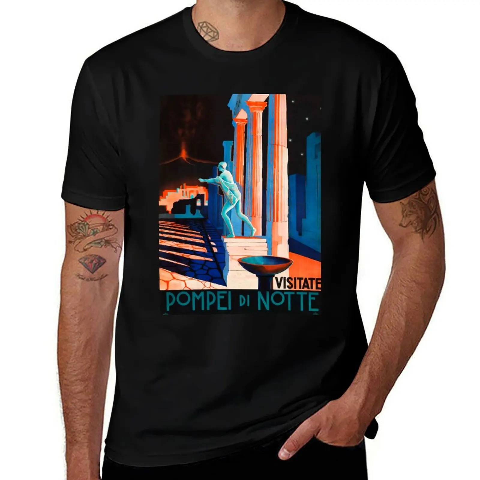 

ENIT Pompei di Nopte vintage travel poster T-Shirt t shirt man luxury t shirts cotton 100% T-Shirt