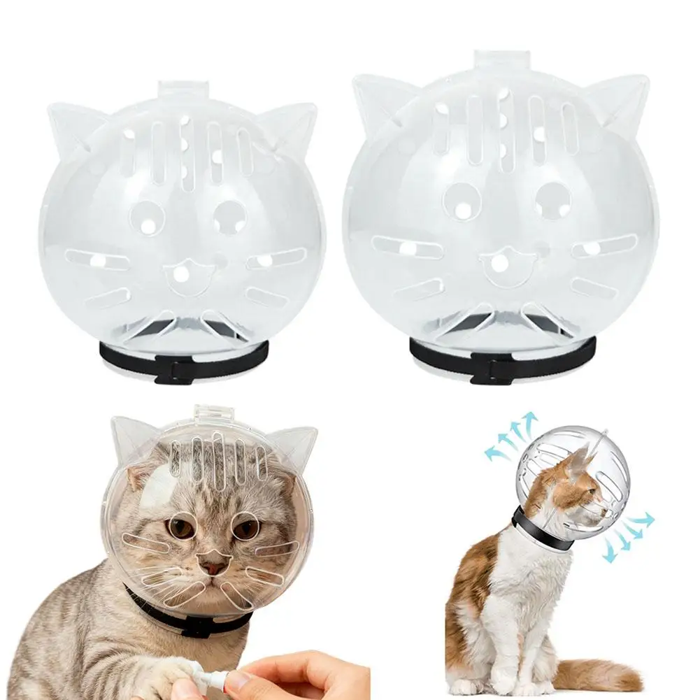 Transparenter Katzen-Schutzhaube, Anti-Biss, atmungsaktiv, Katzen-Pflegehelm, Maulkorb für Nageltrimmen, Baden und Pflege – Detail 2