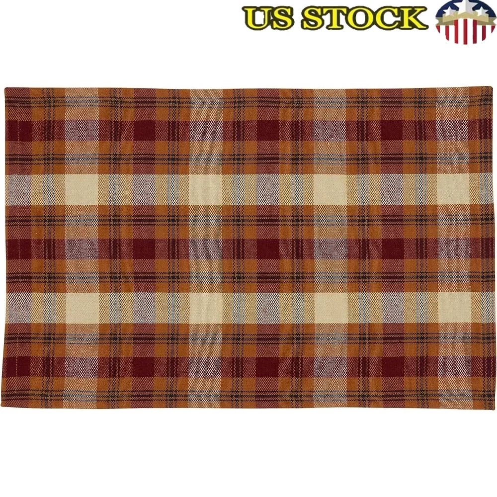 

Cotton Large Plaid Design Placemats Set of 4 Soft Durable Machine Washable Family Gatherings 13x19 Inches