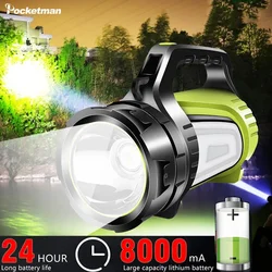 High Lumen LED Work Light Camping Lantern Rechargeable Flashlight Spotlight Waterproof Searchlight Torch with Battery