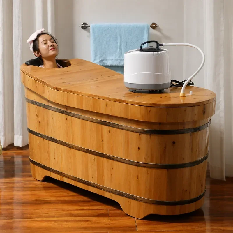 Adult Wooden Bath Bucket with Constant Temperature Heating for Home Use Medicinal Fumigation Soak Tub